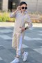 Girl's Scuba Potential Thick Striped Hooded Diving Fabric Tracksuit Set Esf7025 - 6