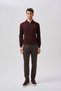 Studio Men's Polo Neck Zippered Knitwear Claret Red