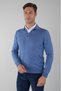 Indigo Wool Buttoned Polo Collar Knitwear - 5