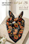Authentic Black Tile Floral Pattern - Twill Silk Texture - Multi-Purpose Square Bandana Scarf for Neck and Chest