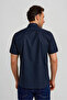 Navy Blue Short Sleeve and Pocket Shirt - 2