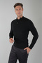 Black Half-Zip Full Jacquard Wool Men's Knitwear - 4
