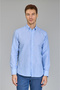 Light Blue Regular Fit Cotton Linen Long Sleeve Blended Shirt - 4