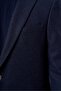 Navy Blue Wool Buttoned Comfort Mono Collar 6 Drop Jacket - 3