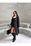 Belted Premium Faux Leather Double-Breasted Collared Belted Long Trench Coat - 2