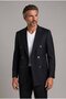 Black Wool Mono Collar Double Slit Suit - 4