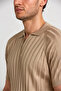 Regular Polo Collar Zippered Summer Knitwear Beige - 5