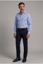 Blue Regular Fit Cotton Pocketless Long Italian Collar Shirt - 5