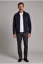 Dark Navy Blue Leather Baby Collar Coat - 4