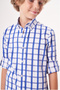 Navy Blue Regular Fit Cotton Button-Down Collar Children's Shirt - 3