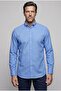 Blue Regular Fit Cotton Button-Down Long Collar Shirt