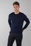 Navy Blue Regular Fit Wool Crew Neck Knitwear - 3