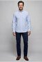 Blue Regular Fit Cotton Linen Long Blend Shirt - 5