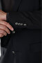 Black Wool Buttoned Comfort Woven Mono Collar Double Slit 6 Drop Blazer Jacket - 4