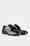 Black Leather Patent Leather Thick Sole Shoes