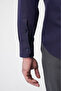 Navy Blue Regular Fit Cotton Pocketless Long Shirt - 7