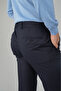 Navy Blue Wool Flannel Regular Fit Classic Men's Trousers - 4
