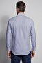 Navy Blue Regular Fit Cotton Pocketless Lapel Collar Long Shirt - 2