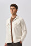 Studio Men's Long Sleeve Double Pocket Lumberjack Shirt Ecru - 5