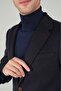 Navy Blue Polyester Wool Buttoned Comfort Mono Collar Double Slit 6 Drop Jacket - 3
