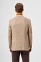 Camel Cotton Linen Viscose Drop Double Breasted Jacket - 2