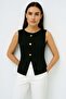 Crew Neck Button Detailed Woven Bluz - 2