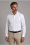 White Regular Fit Pocketless Classic Long Collar Satin Shirt
