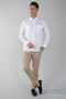 White Regular Fit Linen Long Sleeve Sport Collar Shirt - 5