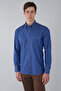 Men's Blue Regular Fit Pasha Collar Single Pocket Shirt - 4