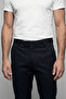 Black Cotton Pocketed Pleatless Sports Trousers