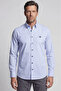 Blue Regular Fit Cotton Pocketless Long Pasha Collar Shirt