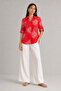 Red Chain Sleeve Folded Linen Shirt - 2
