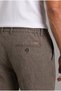 Khaki Linen Lace-Up Elastic Sports Trousers - 3