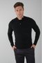 Black Half-Zip Full Jacquard Wool Men's Knitwear