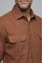 Mustard Modern Fit Cotton Pocketed Pasha Collar Double Flannel Shirt - 3