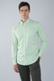 Long Sleeve Pocketless Green Cotton Men's Shirt