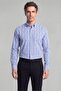 Blue Regular Fit Cotton Pocketless Long Pasha Collar Shirt