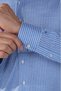 Blue Long Sleeve Italian Collar Pocketless Men's Shirt - 4