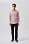Burgundy Regular Fit Cotton Pocketless Long Sleeve Italian Collar Shirt