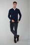 Navy Blue Regular Fit Wool Polo Collar Zipper Detailed Knitwear - 5