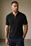 Men's Regular Striped Black Short Sleeve Polo Collar t Shirt - 2