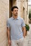 Men's Self-Striped Comfortable Blue Polo Collar T-Shirt - 3