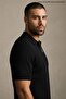 Men's Regular Striped Black Short Sleeve Polo Collar t Shirt - 4