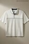 Men's Large Size Patterned Loose Polo Collar White T-Shirt - 6