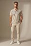 Men's Comfort Fit Patterned Beige Polo Neck T-Shirt