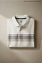 Men's Patterned Large Size Loose White Polo Neck T-Shirt - 5