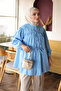 Baby Blue Front Tie Drawstring Shirt - 3