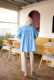 Baby Blue Front Tie Drawstring Shirt - 5