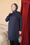 Navy Blue Cold Yarn Knitwear Tunic
