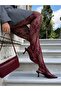 Women's Floral Print Tights Wine Red - 2